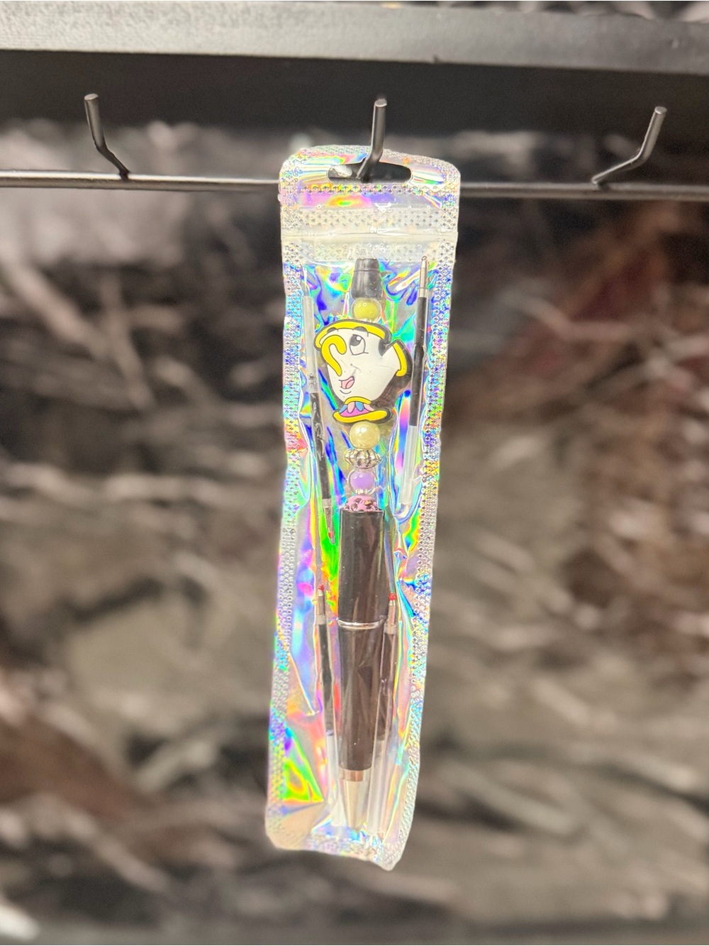 Chip from Beauty and the Beast Focal Bead Pen 
Black and blue ink